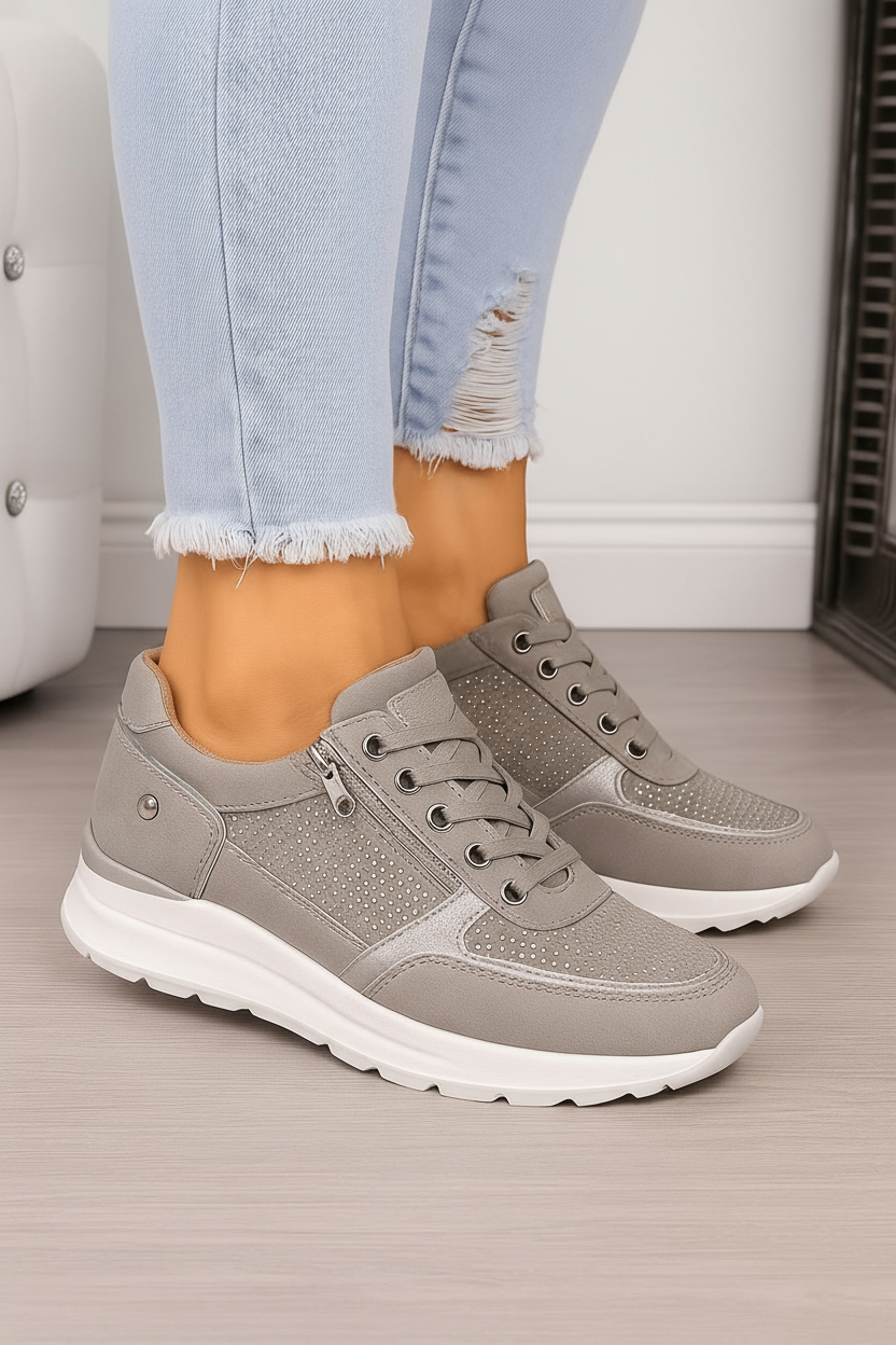Ortopedyczne Sneakersy damskie z zamkiem i sznurowane
