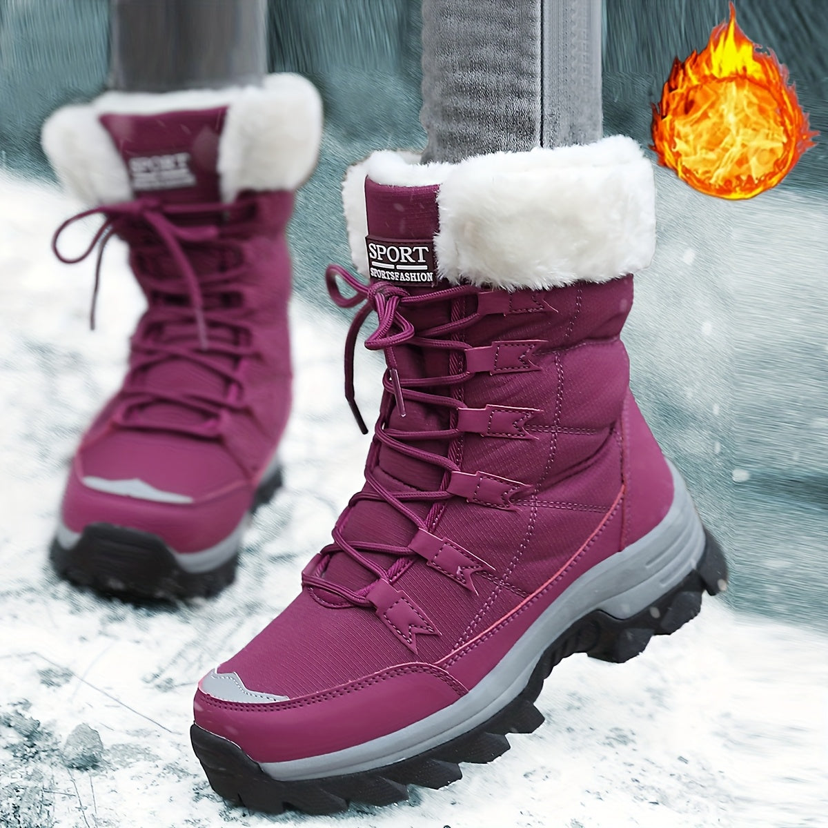 Women's Insulated Lace-Up Snow Boots on a Platform, Calf-High | For Winter Walks and Everyday Comfort