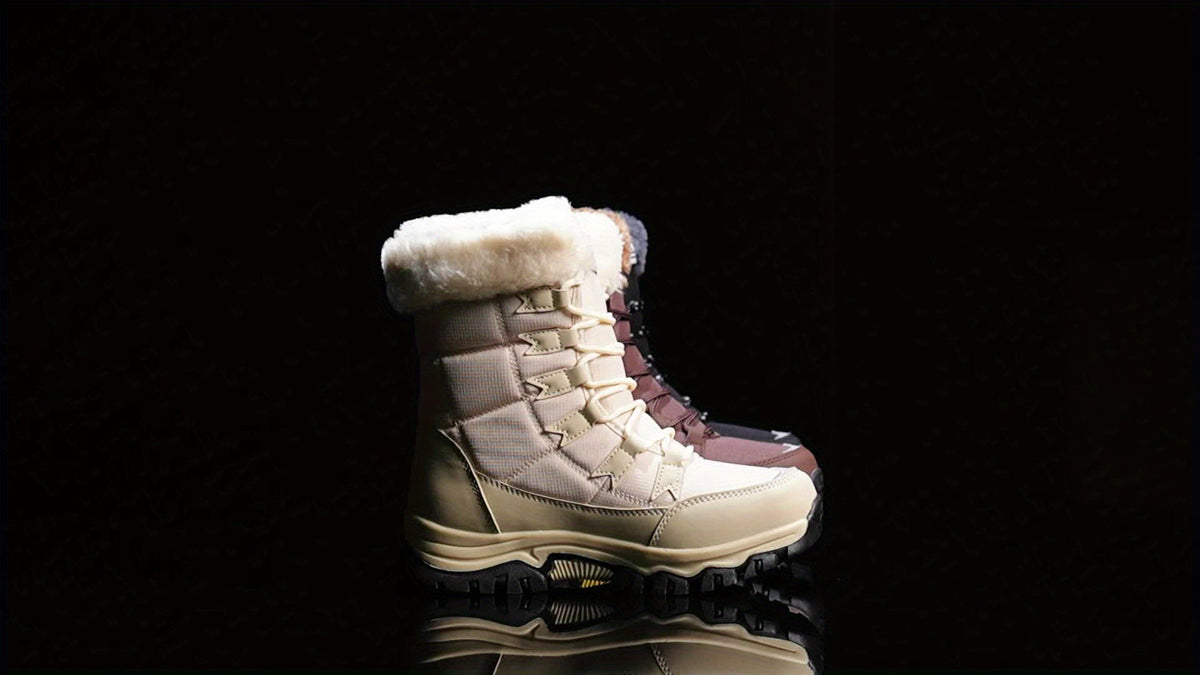 Women's Insulated Lace-Up Snow Boots on a Platform, Calf-High | For Winter Walks and Everyday Comfort