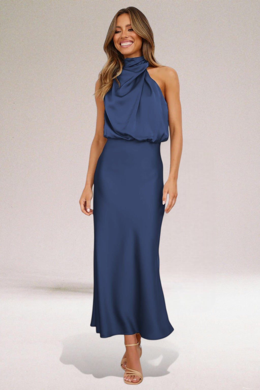 Damska Elegancka Sukienka Maxi Z Dekoltem Halter