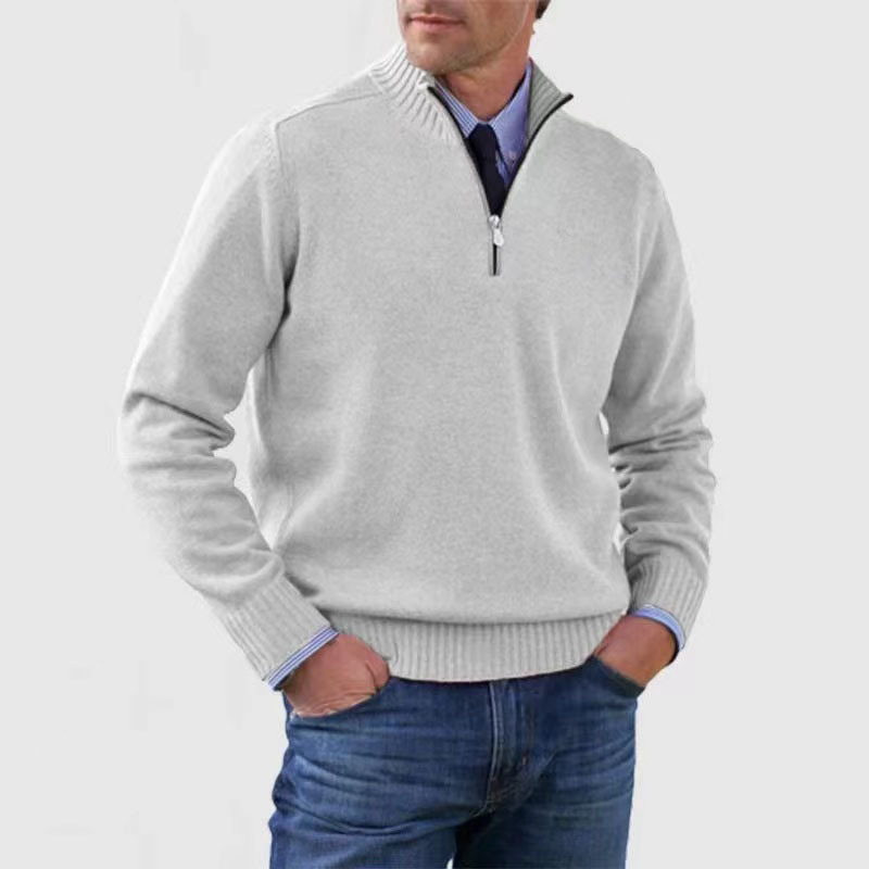 Sweter Męski | Półgolf Z Krótkim Zamkiem