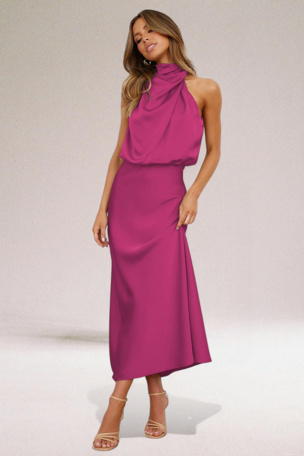 Damska Elegancka Sukienka Maxi Z Dekoltem Halter