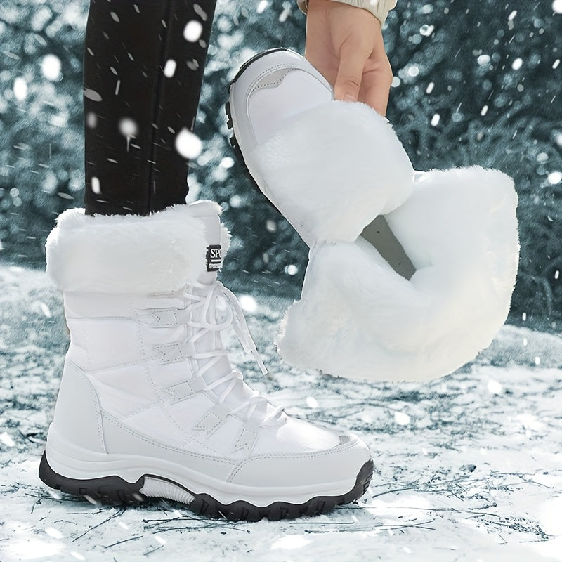 Women's Insulated Lace-Up Snow Boots on a Platform, Calf-High | For Winter Walks and Everyday Comfort