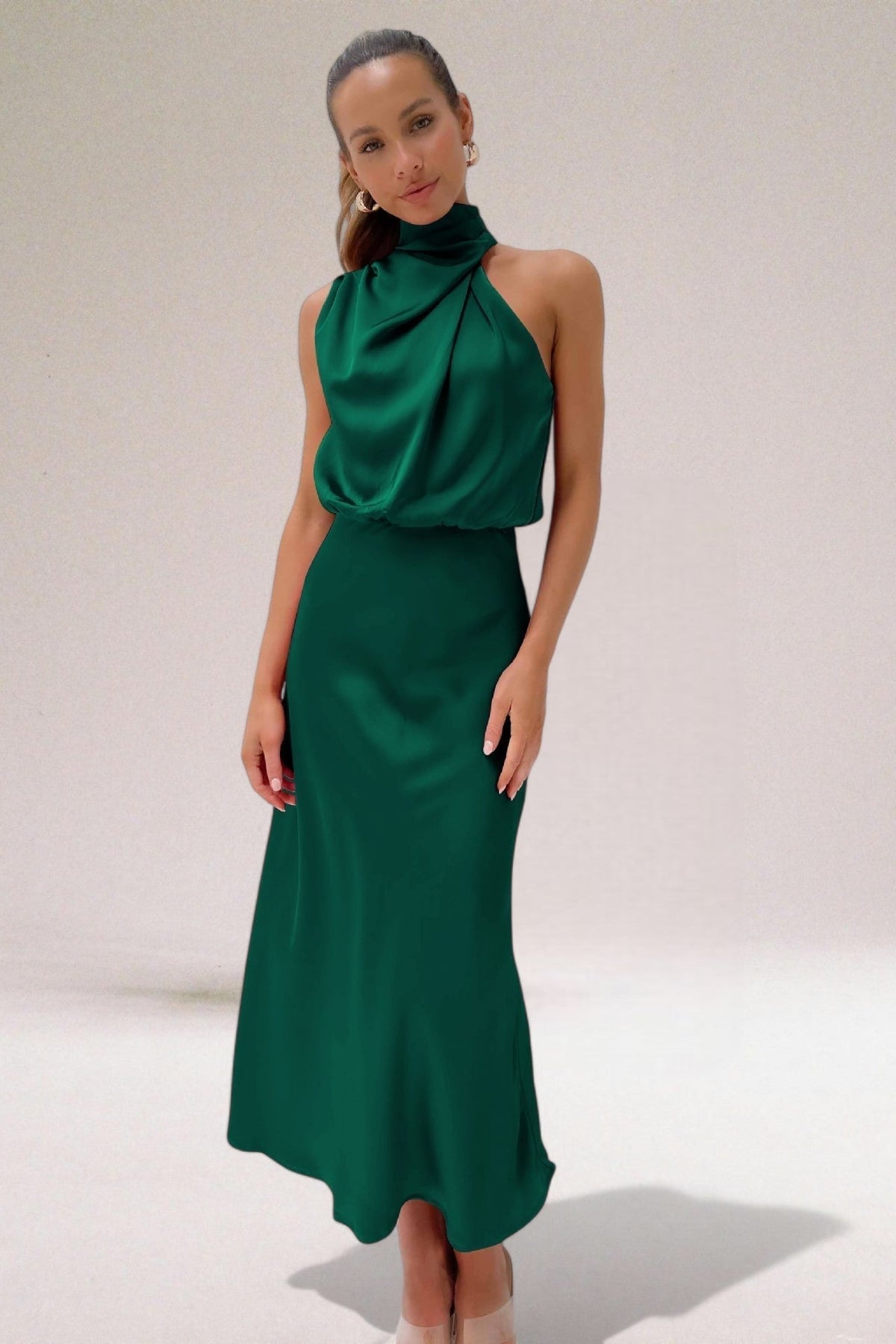 Damska Elegancka Sukienka Maxi Z Dekoltem Halter