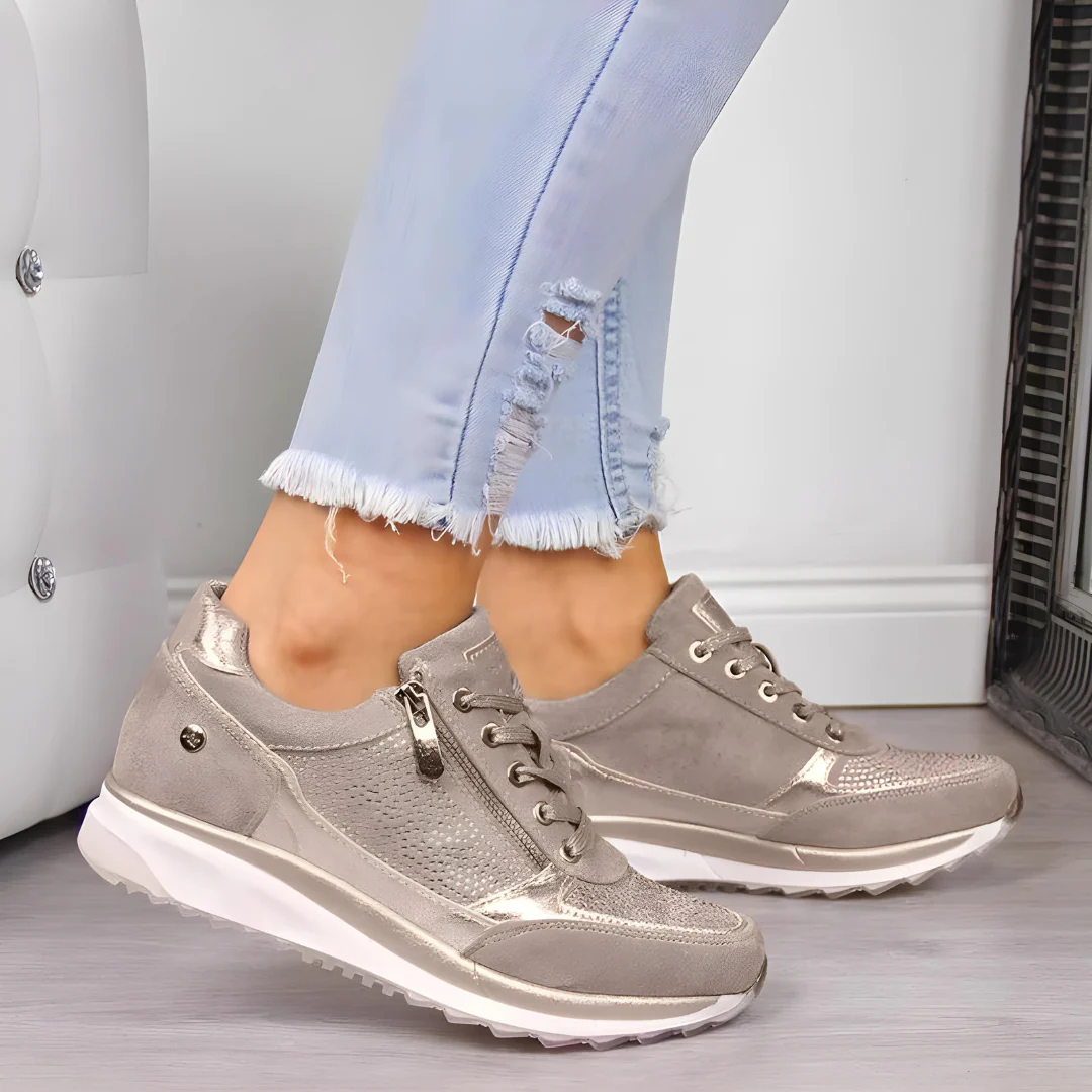 Buty Damskie Sznurowane Z Zamkiem