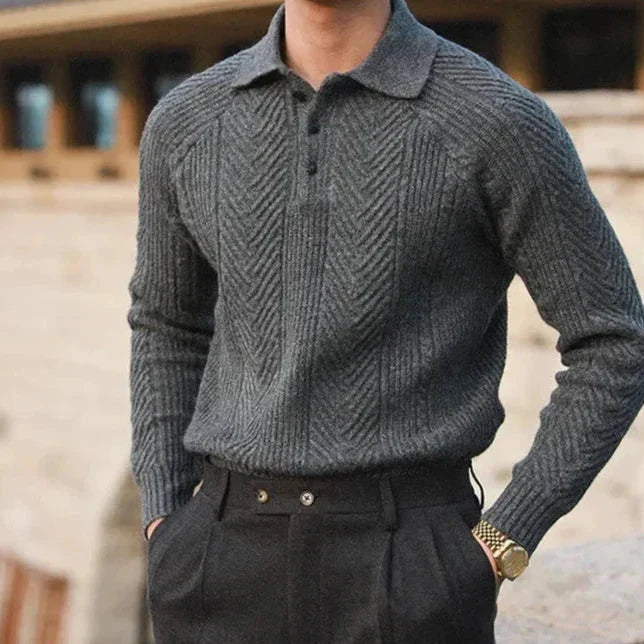 Męski Sweter Polo z Kołnierzem | Styl Casualowy