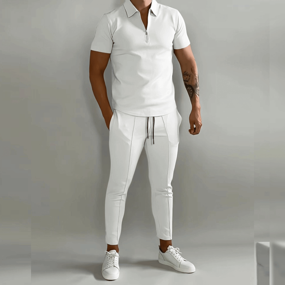 Komplet Męski Koszulka Polo I Spodnie Elegancko