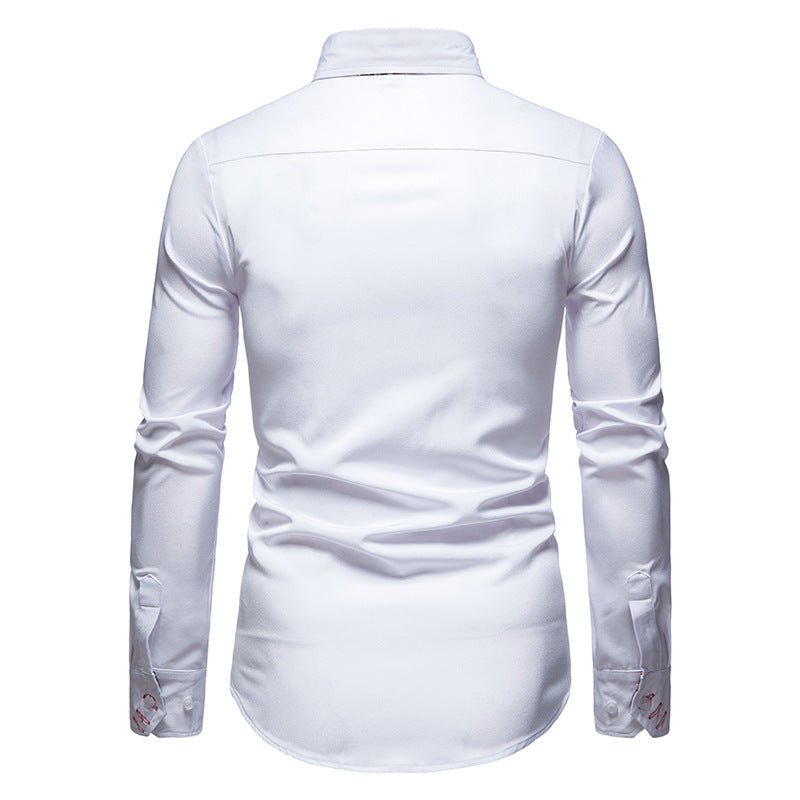 Men’s Long-Sleeve Shirt with Contrasting Collar