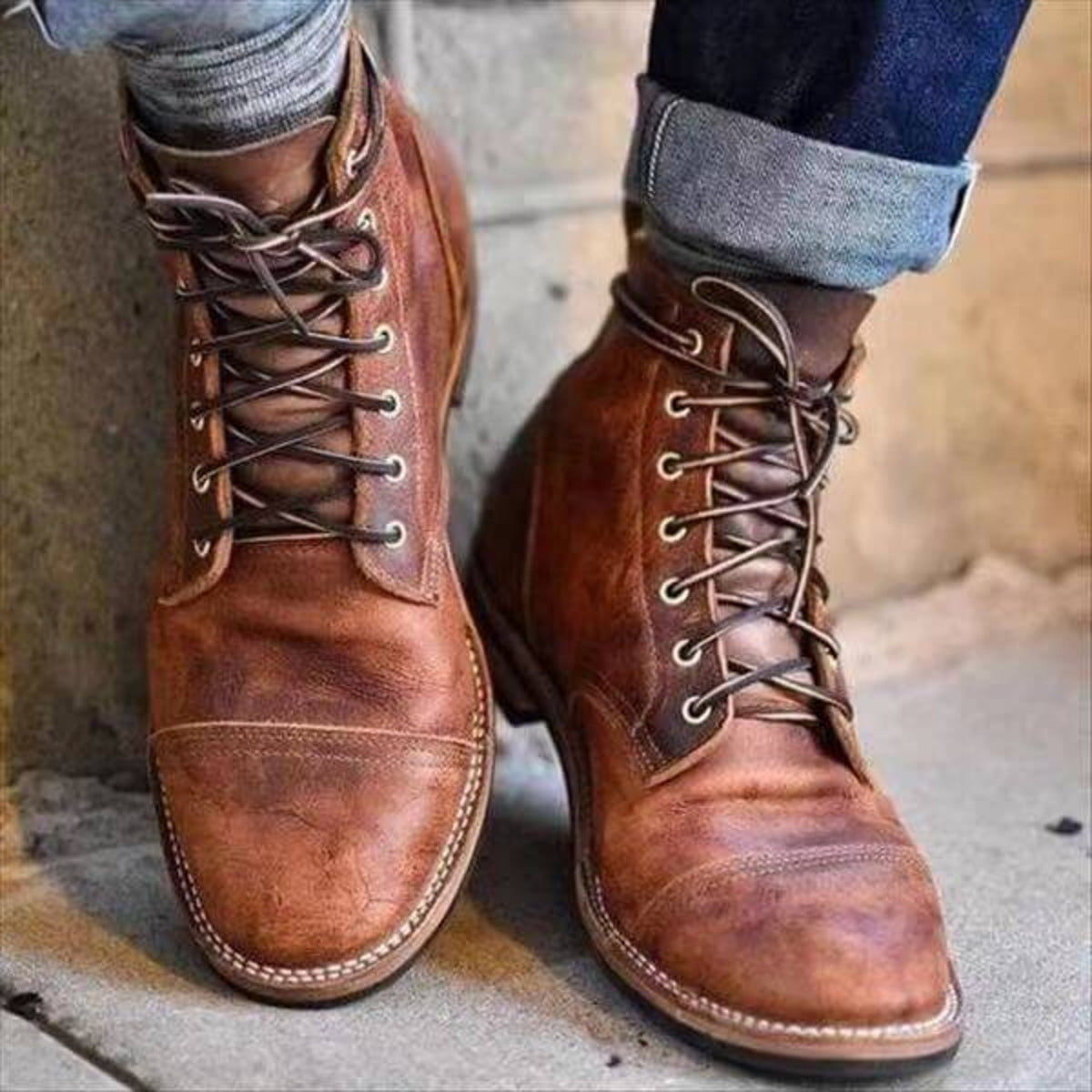 Męskie Buty Zimowe Botki Za Kostkę Styl Retro