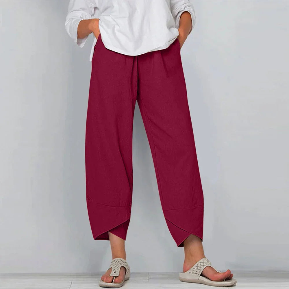 Spodnie lniane damskie typu culotte