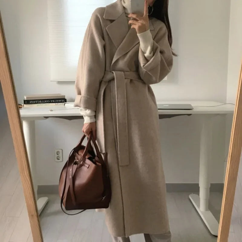 Płaszcz Zimowy Damski Długi Z Paskiem Oversize | Elegancki