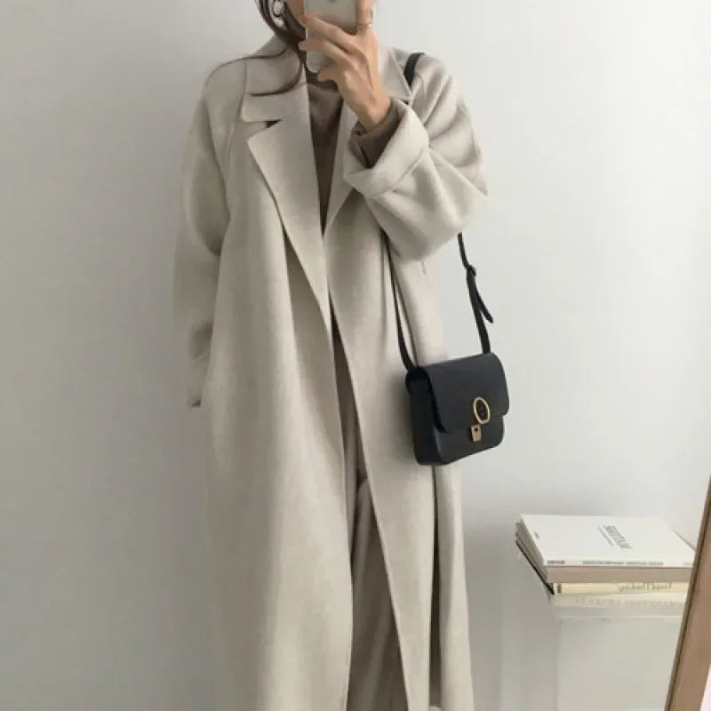 Płaszcz Zimowy Damski Długi Z Paskiem Oversize | Elegancki