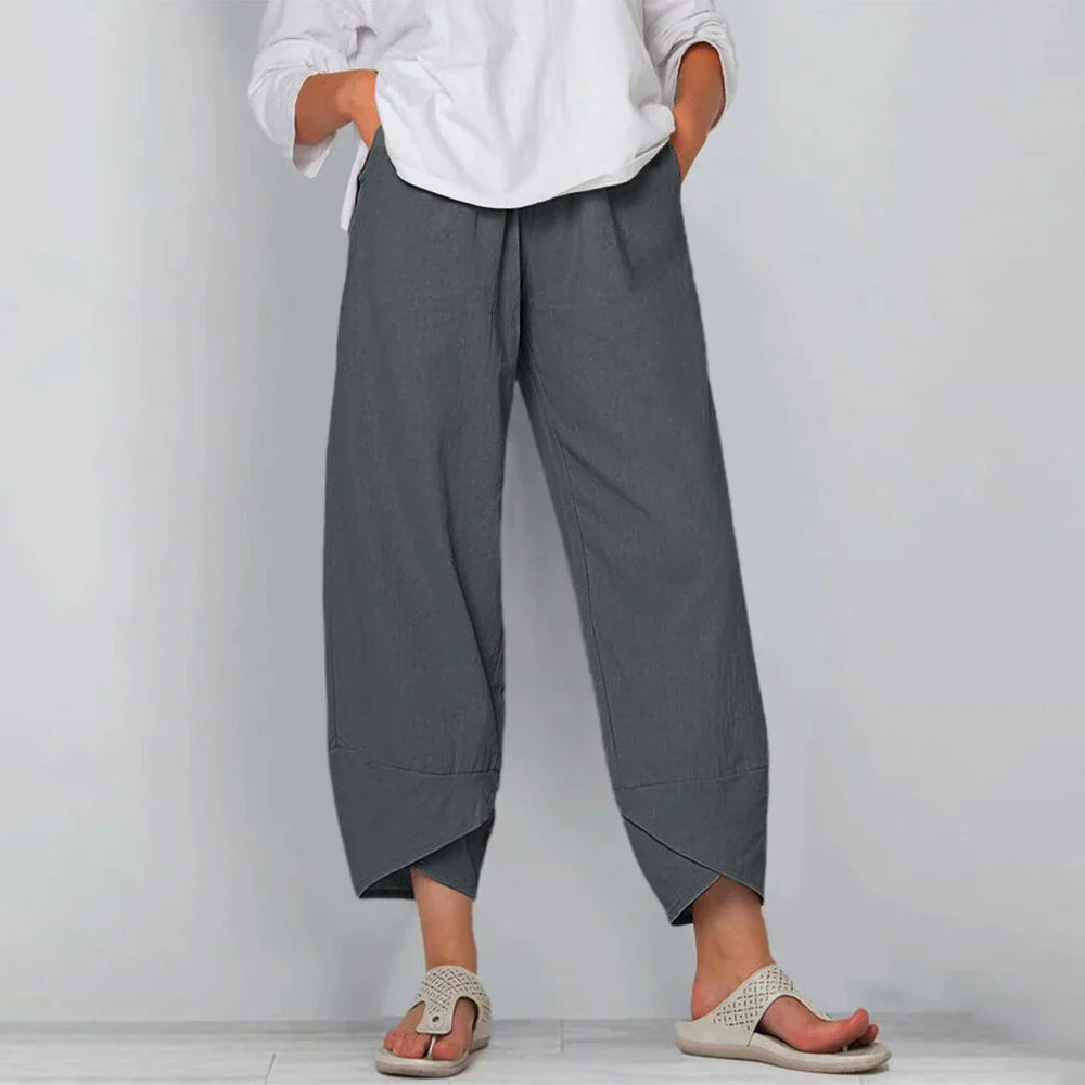 Spodnie lniane damskie typu culotte