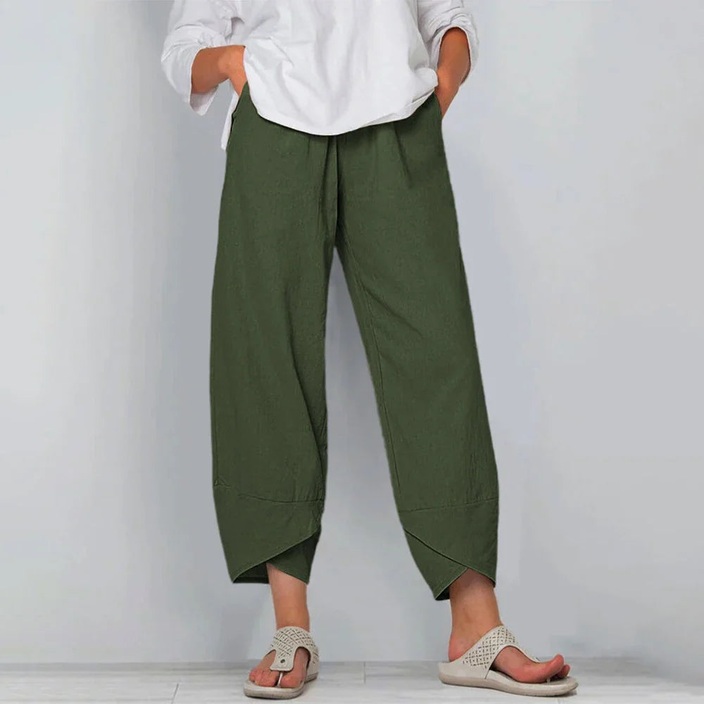 Spodnie lniane damskie typu culotte