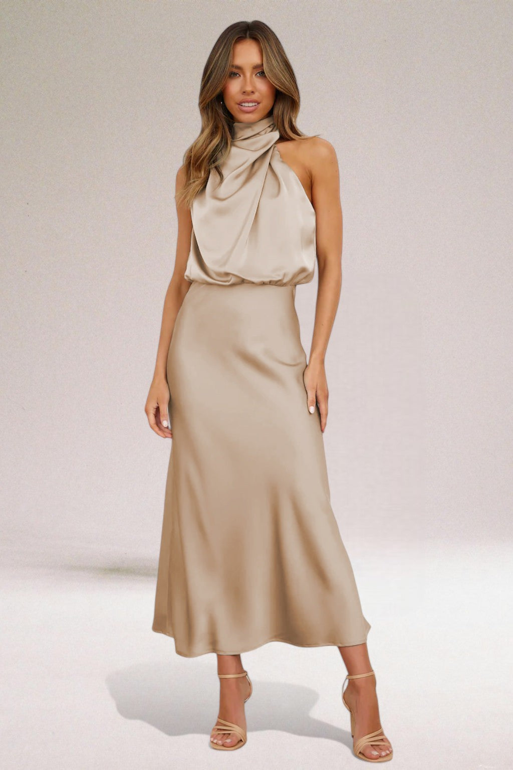 Damska Elegancka Sukienka Maxi Z Dekoltem Halter