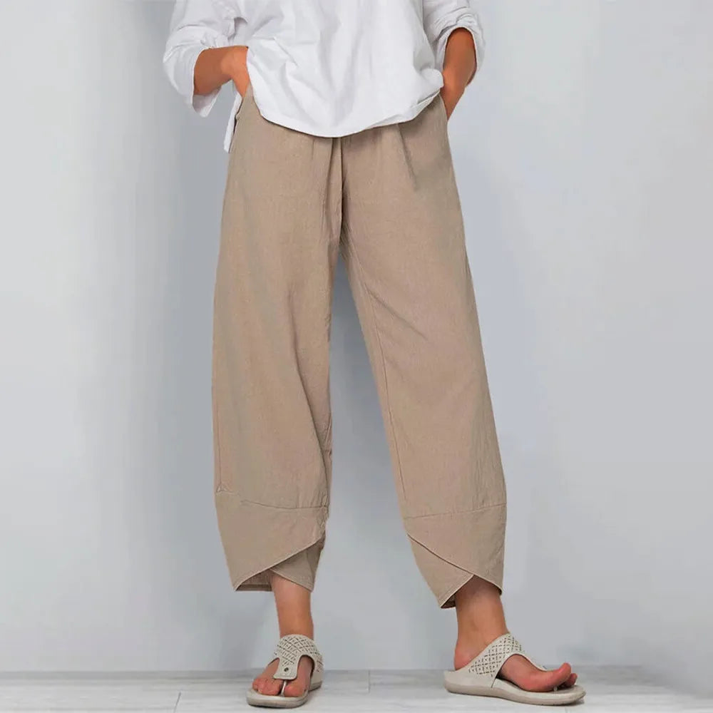 Spodnie lniane damskie typu culotte