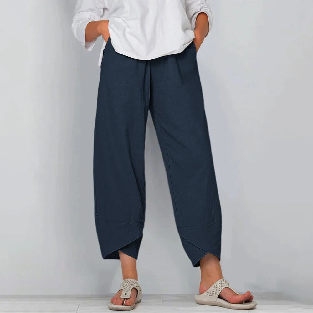 Spodnie lniane damskie typu culotte