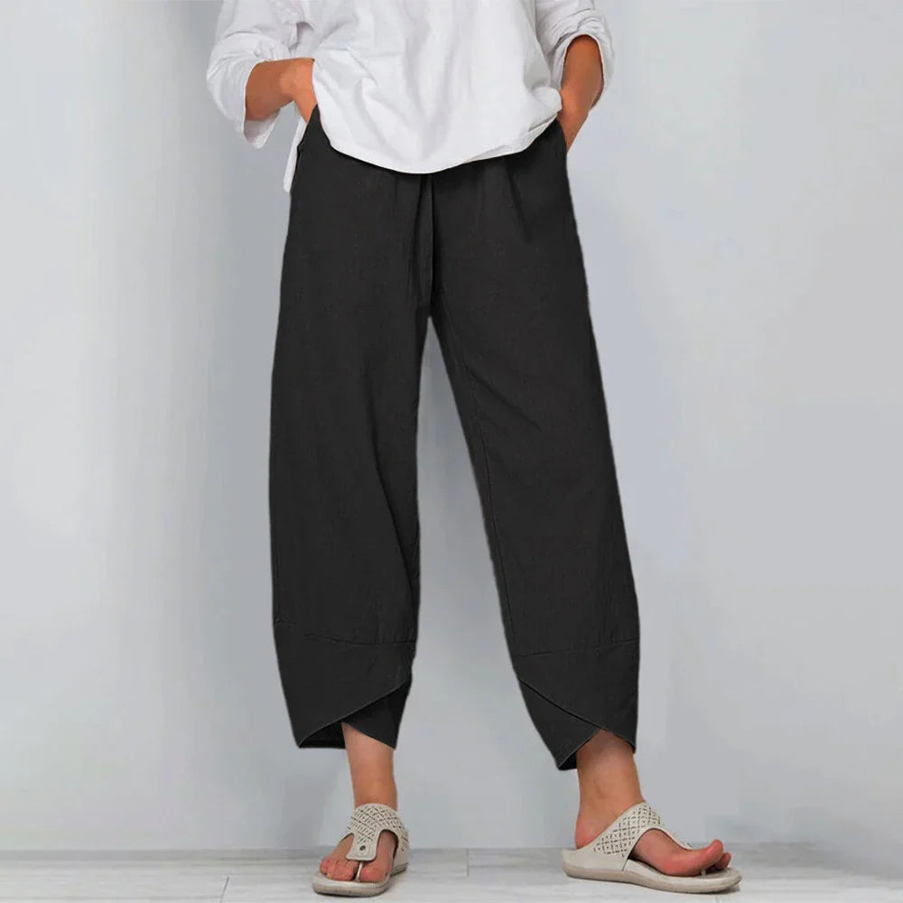 Spodnie lniane damskie typu culotte
