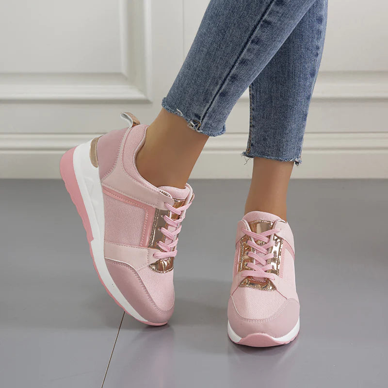 Sneakersy ortopedyczne damskie na koturnie sznurowane