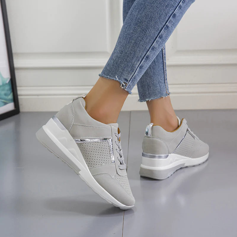 Sneakersy ortopedyczne damskie na koturnie sznurowane