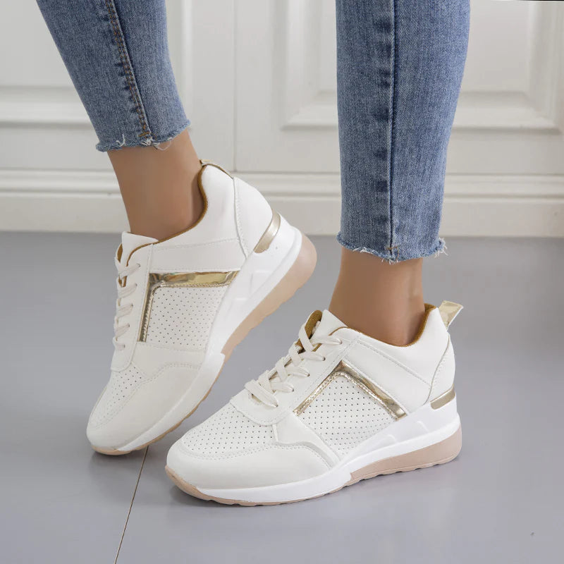 Sneakersy ortopedyczne damskie na koturnie sznurowane