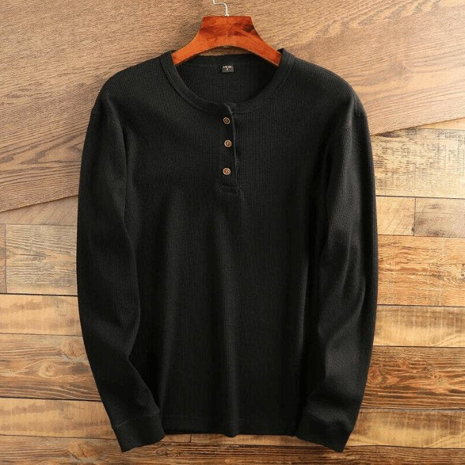Casualowa koszula henley z długim rękawem męska - James Detail
