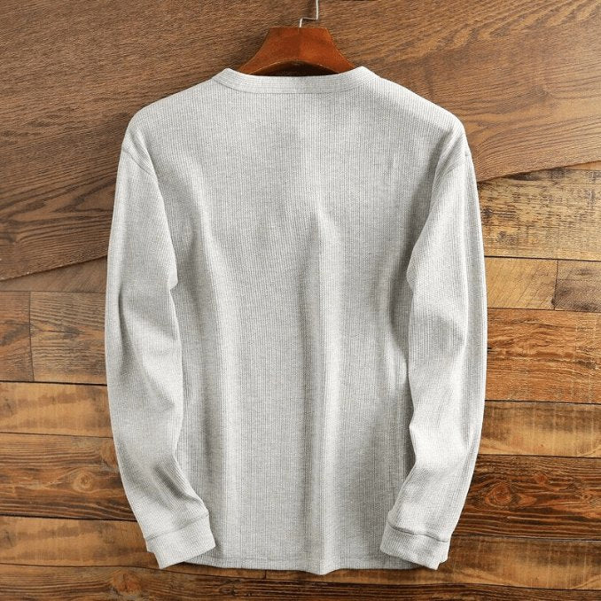 Casualowa koszula henley z długim rękawem męska - James Front