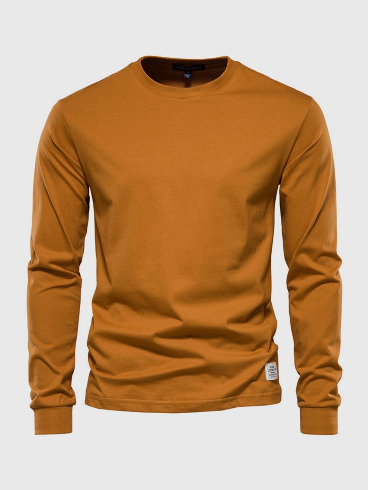 Ciepły bawełniany longsleeve zimowy męski z prążkowanym mankietem - Arlo Side