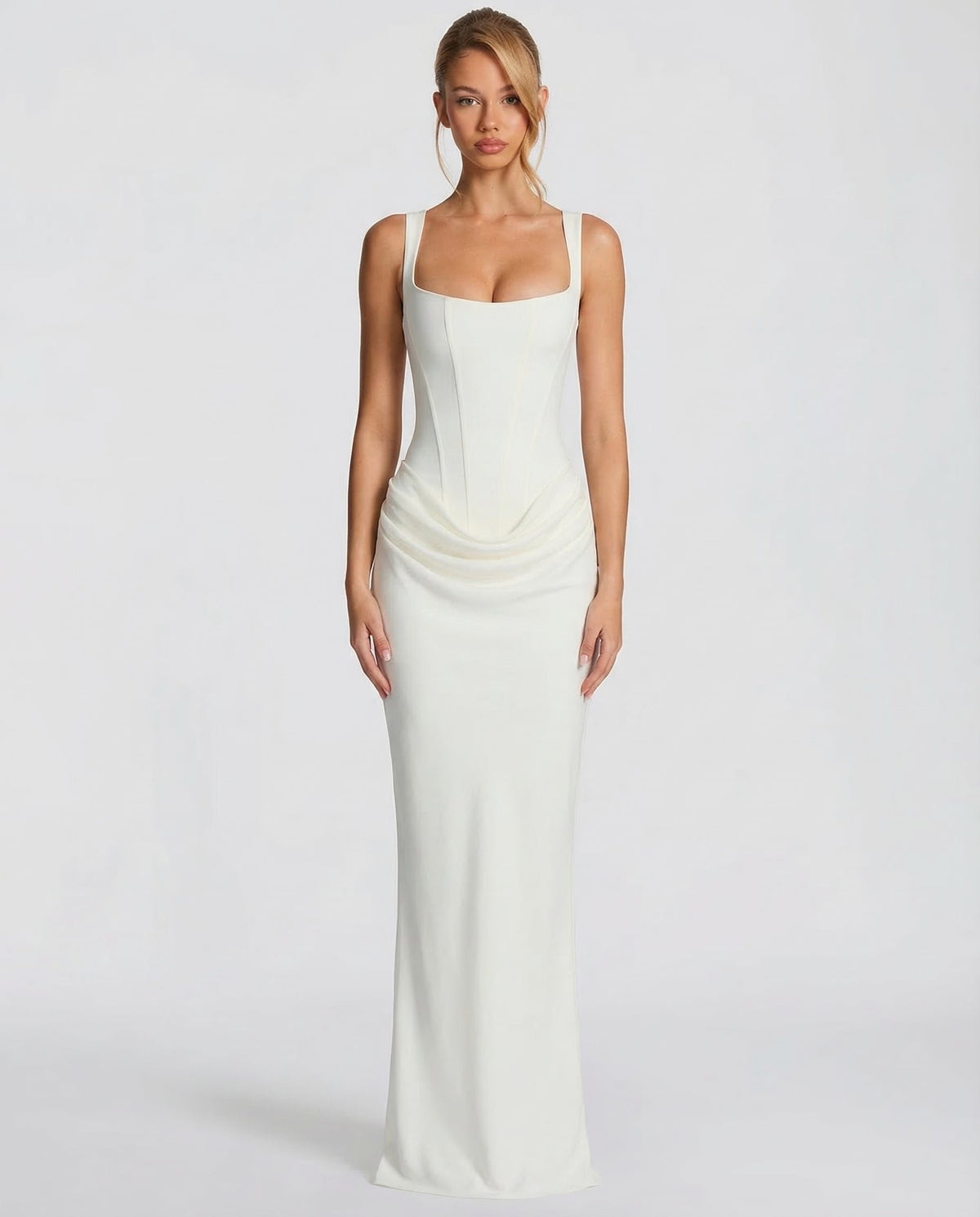 Dopasowana sukienka maxi gorsetowa damska - Nora Back