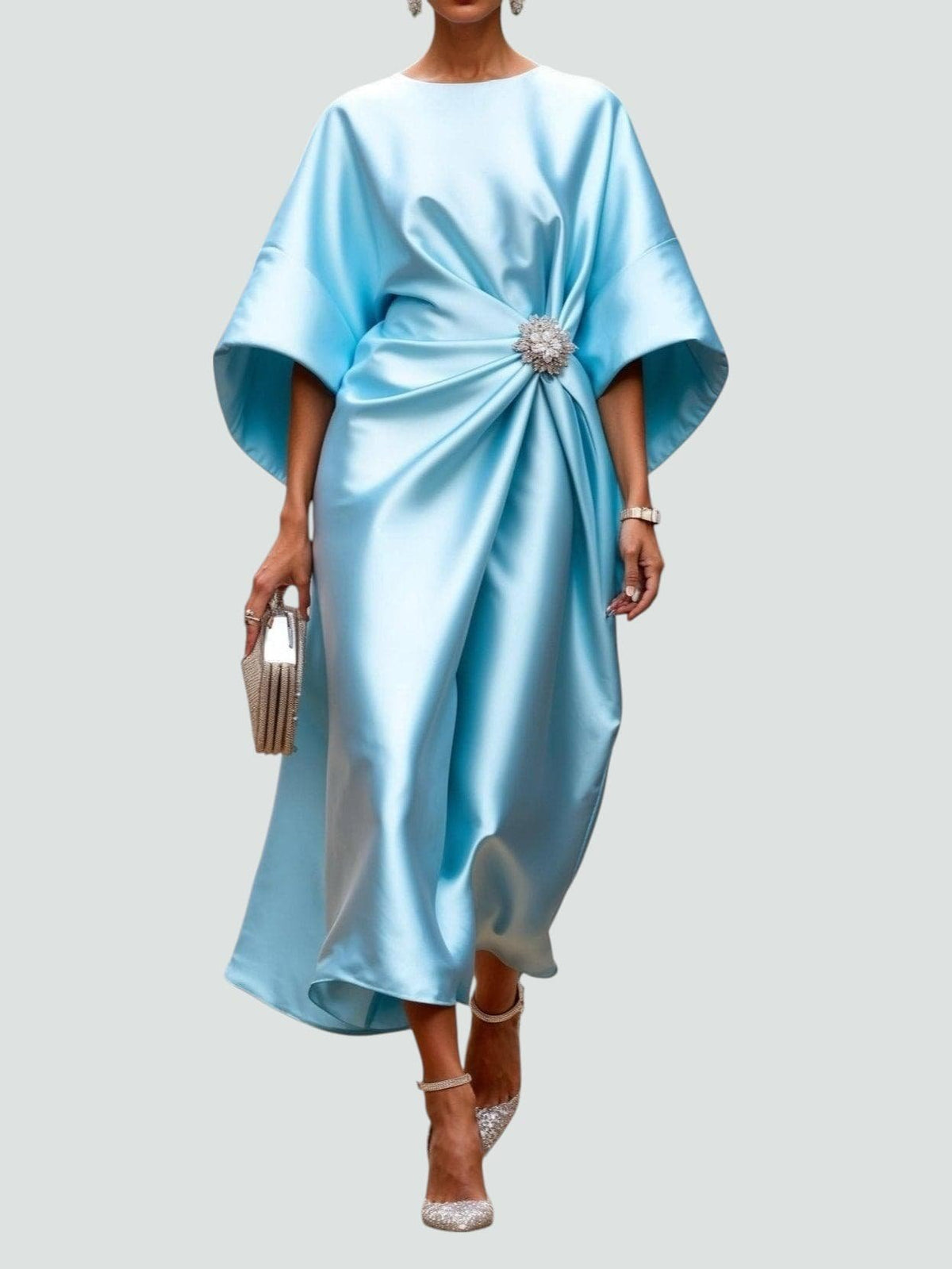 Elegancka sukienka maxi z kapą damska - Noelle Detail