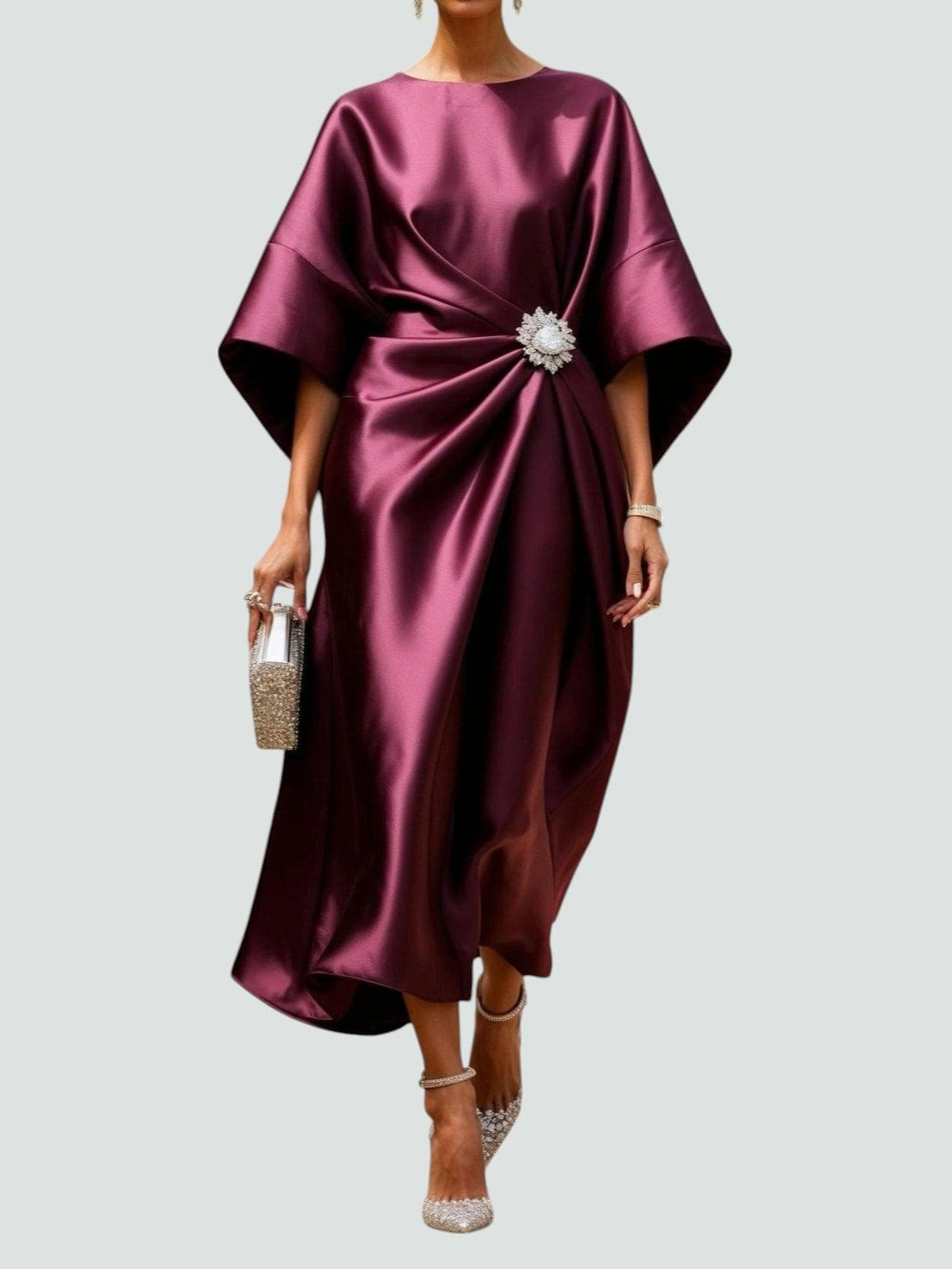 Elegancka sukienka maxi z kapą damska - Noelle Front