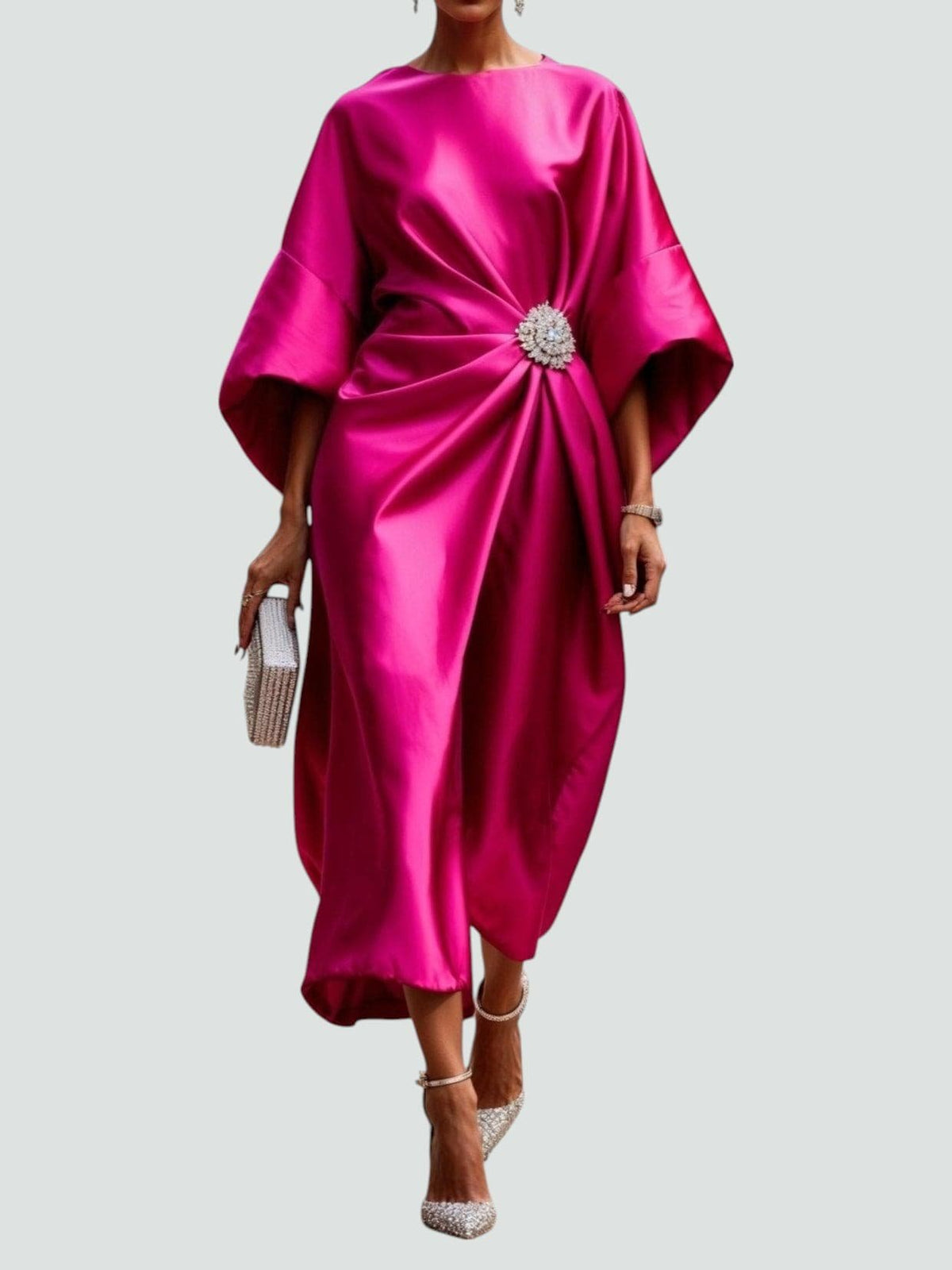 Elegancka sukienka maxi z kapą damska - Noelle Side