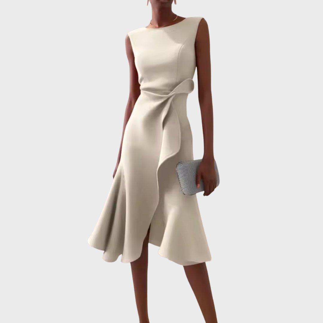 Elegancka sukienka midi bez rękawów asymetryczna damska - Ivy Alternate