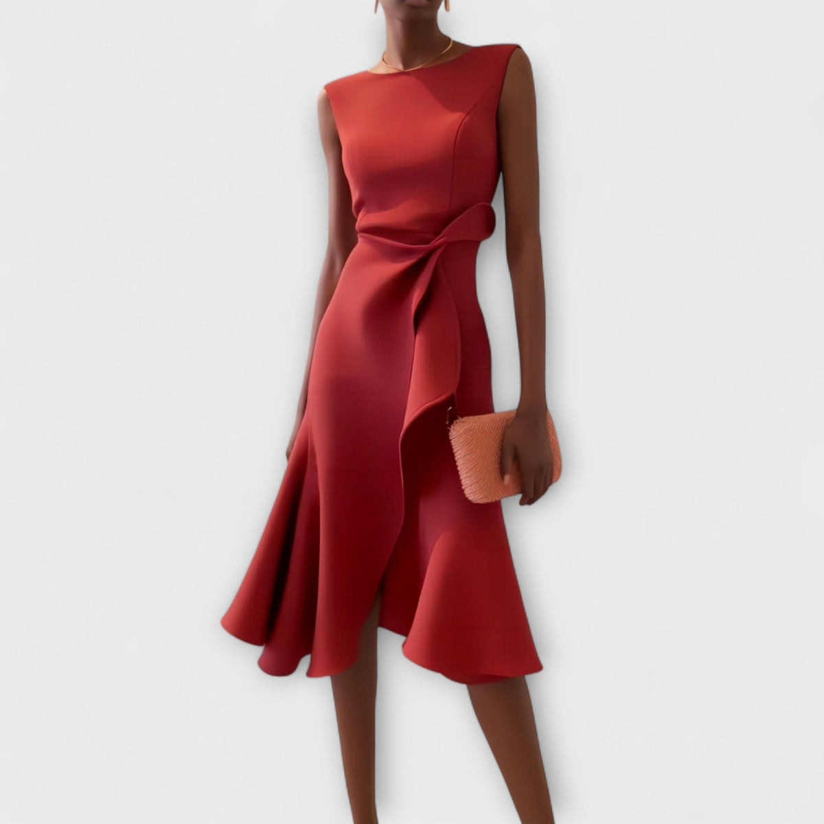 Elegancka sukienka midi bez rękawów asymetryczna damska - Ivy Hero