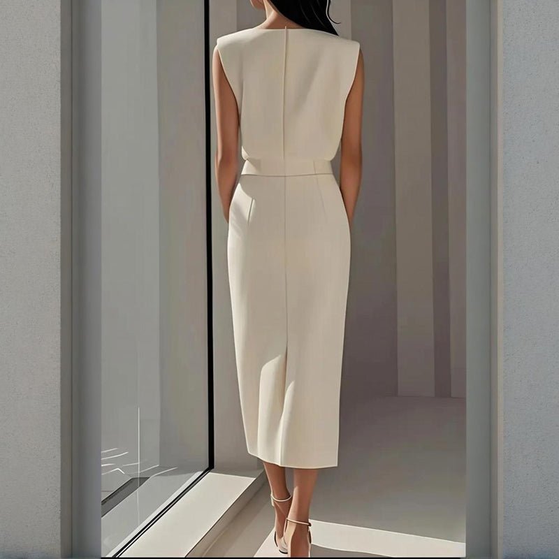 Elegancka sukienka midi z guzikami damska - Leah Front