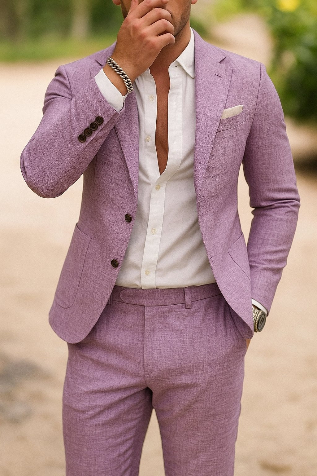 Elegancki garnitur slim fit męski marynarka spodnie - Rafael Angle