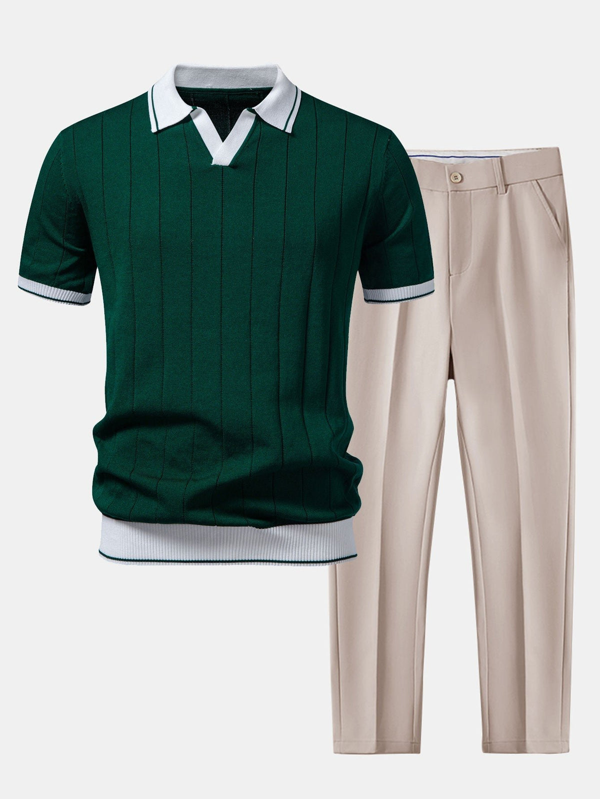 Elegancki komplet polo i spodnie męski - Quinn Detail