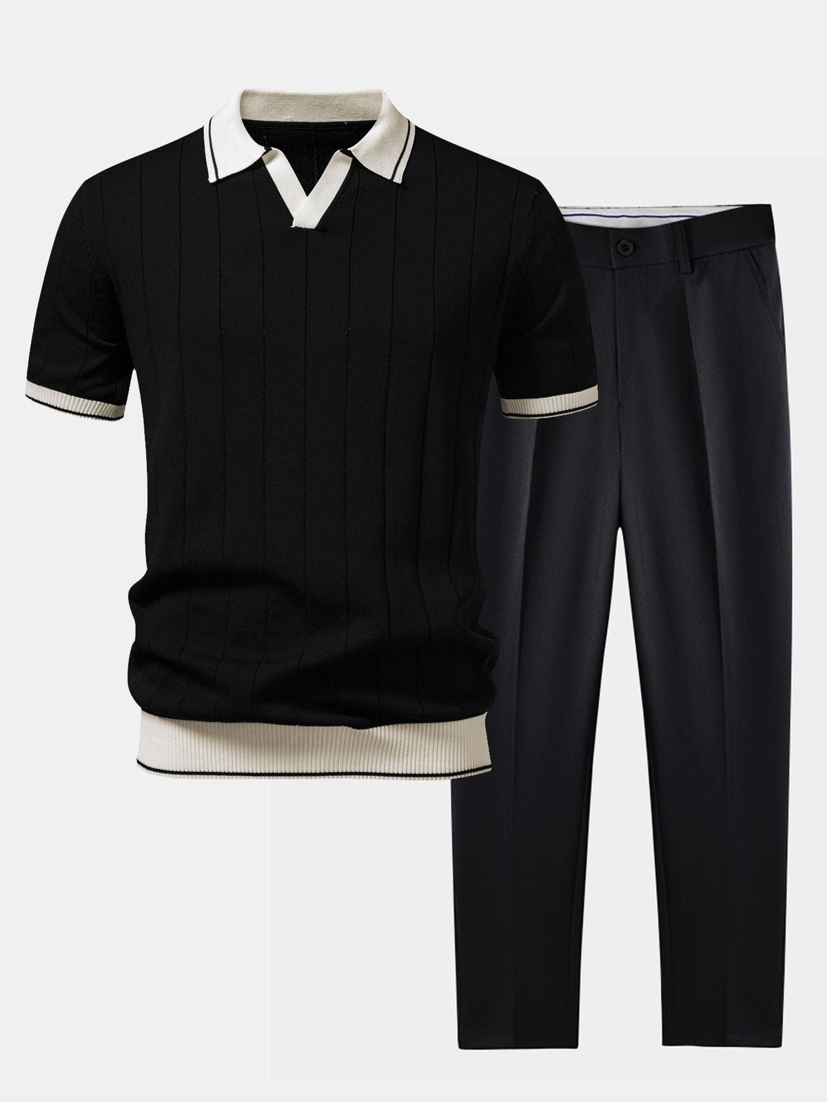 Elegancki komplet polo i spodnie męski - Quinn Side