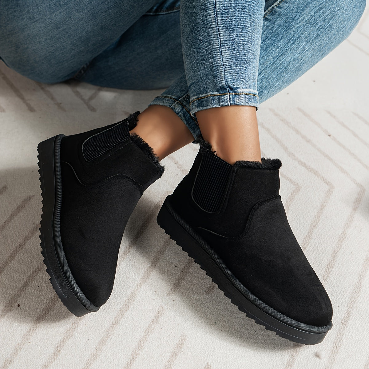 Buty Zimowe Damskie Botki Ocieplane Slip On