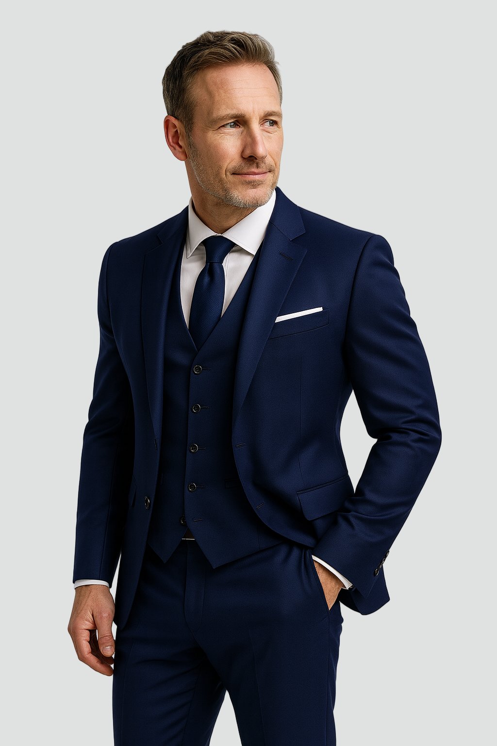 Formalny garnitur trzyczęściowy slim fit z kamizelką męski - Grant Hero