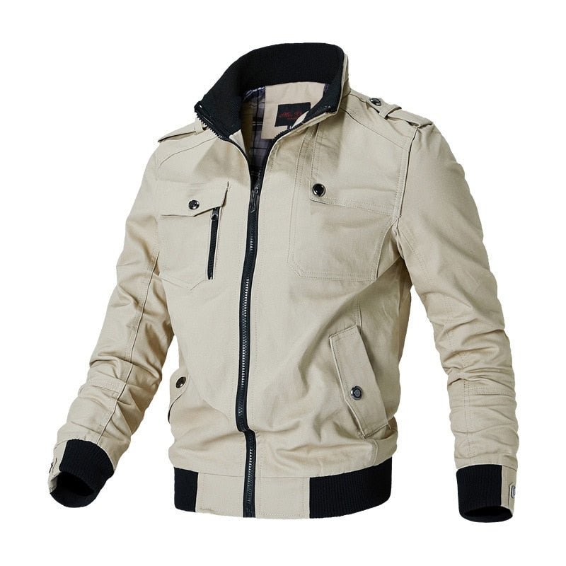 Klasyczna kurtka bomber jesienna męska z pagonami - Ellis Detail