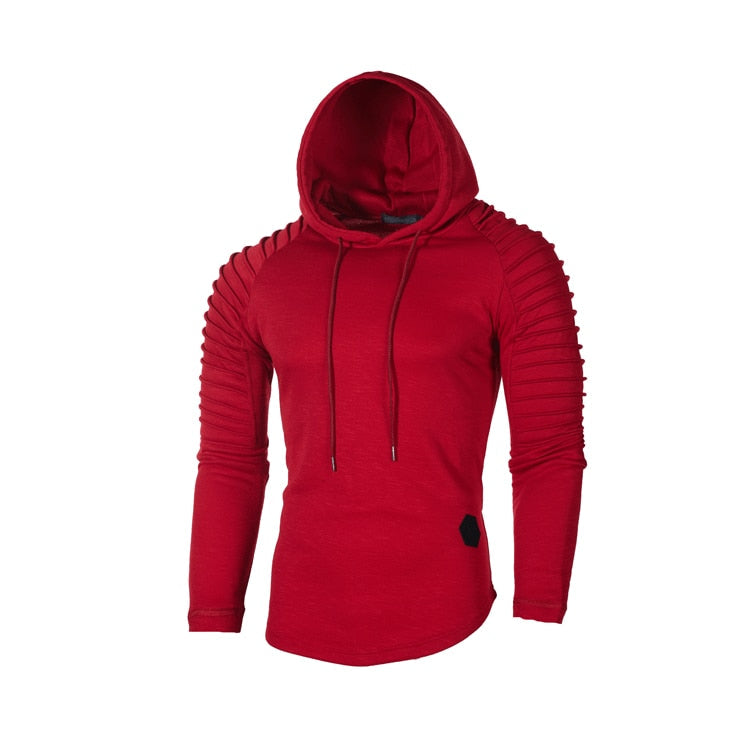 Sweter Męski Z Kapturem Prążkowane Rękawy Dopasowany Krój