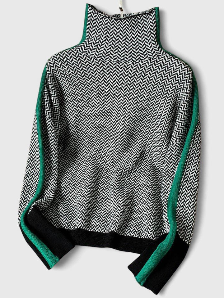 Stylowy sweter damski z kontrastowymi paskami - Faye Back
