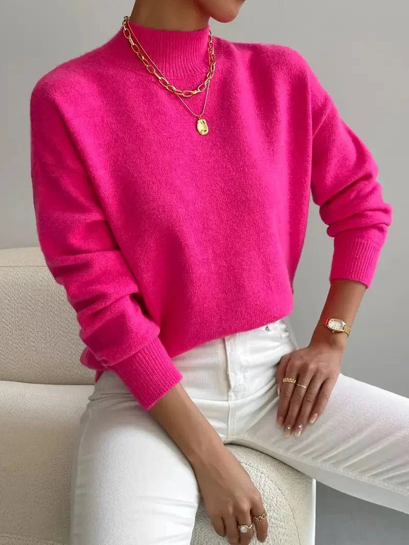 Sweter damski z okrągłym dekoltem - Elise Lifestyle