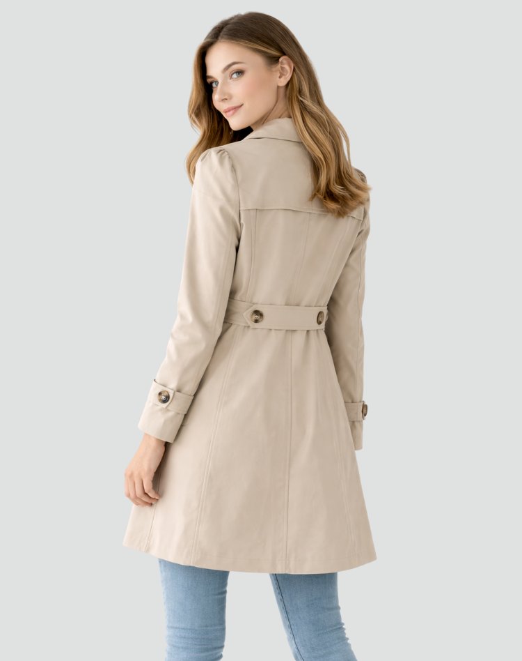 Tailored trencz damski z klapami - Maren Back