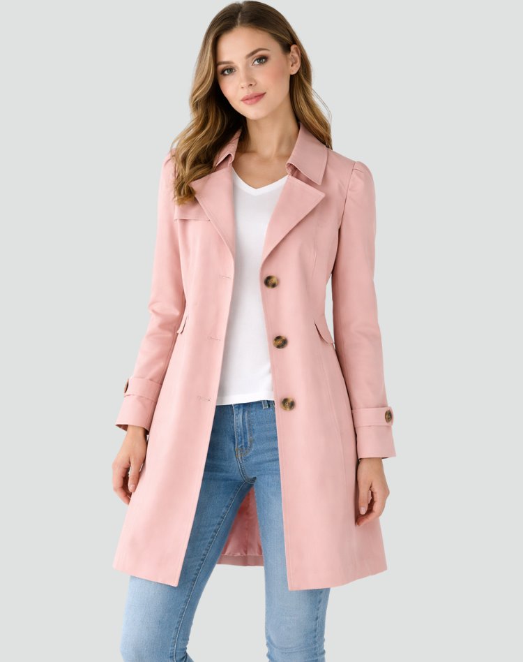 Tailored trencz damski z klapami - Maren Side