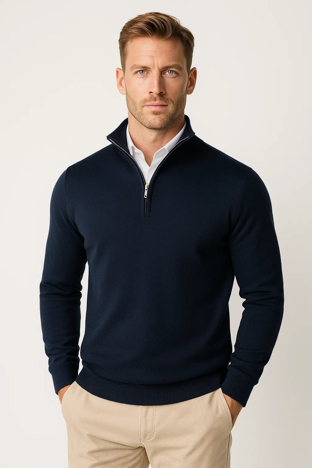 Zimowy sweter męski z półgolfem - Cole Detail