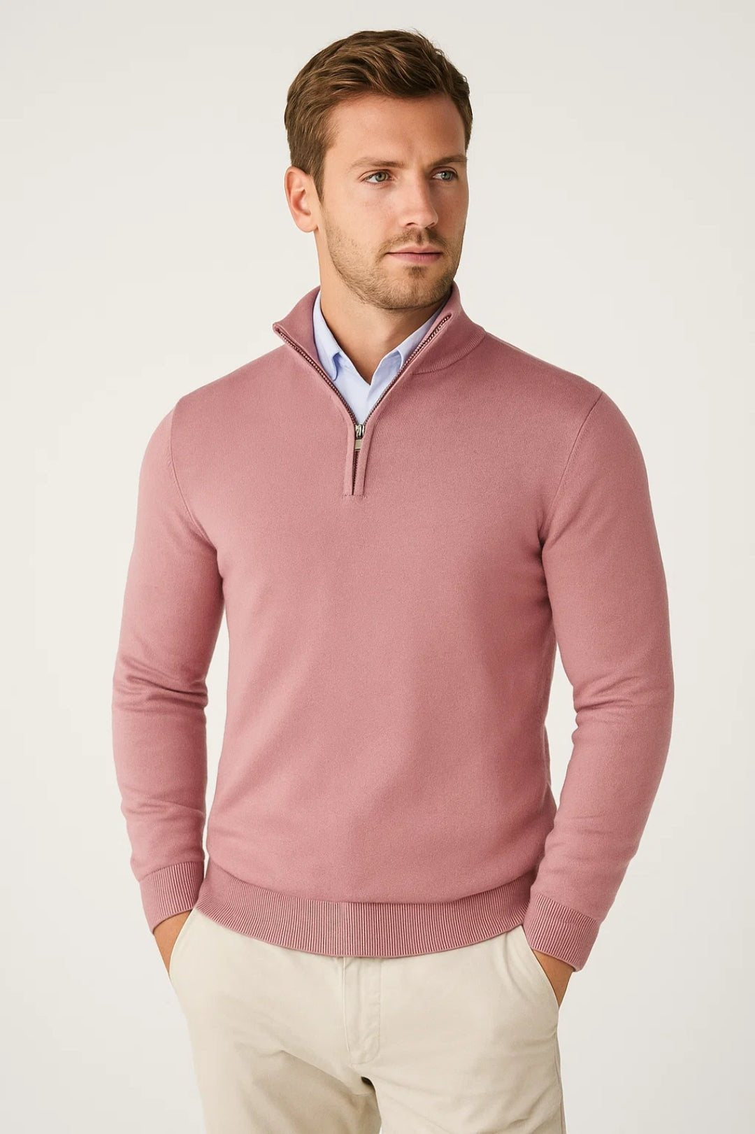 Zimowy sweter męski z półgolfem - Cole Side