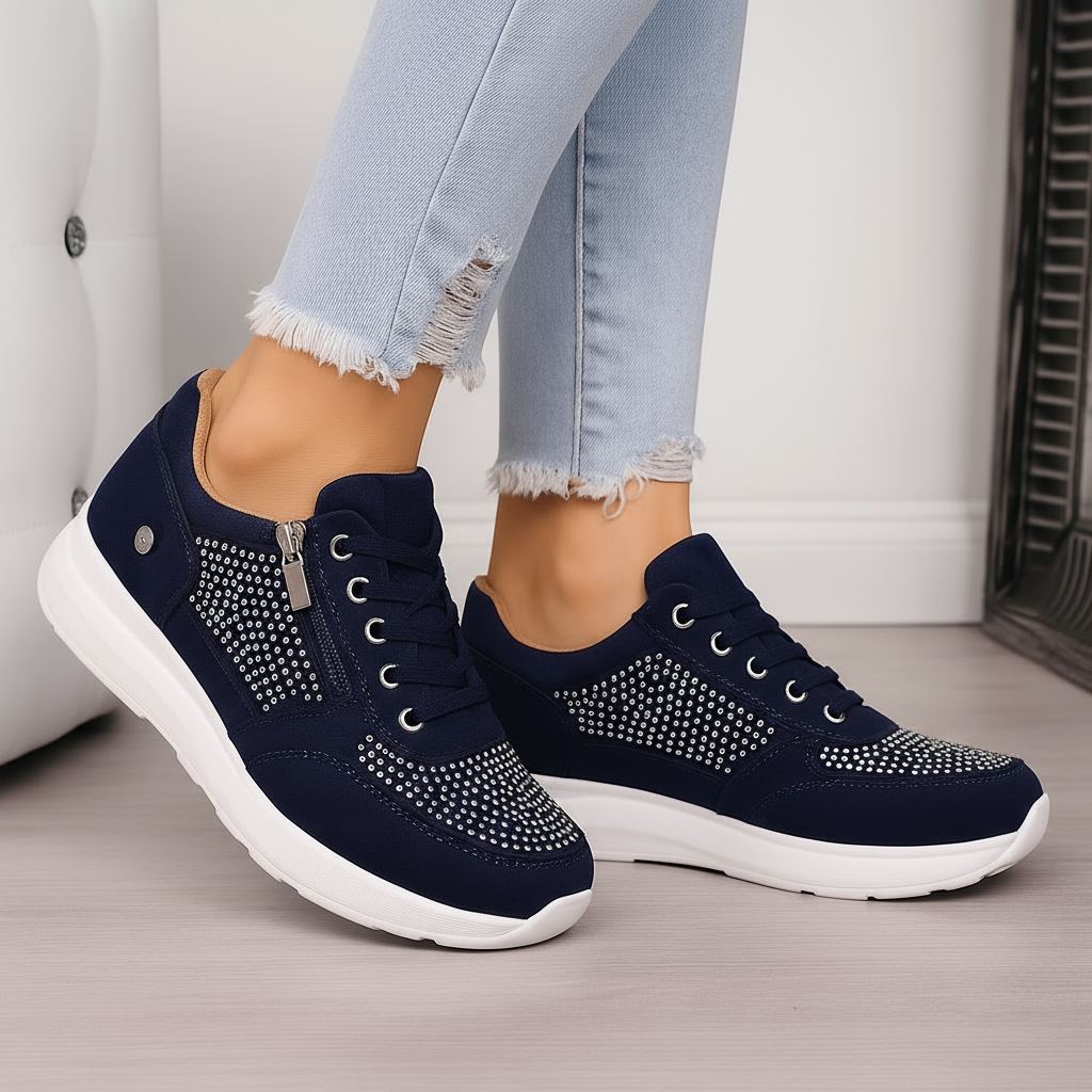 Ortopedyczne Sneakersy damskie z zamkiem i sznurowane