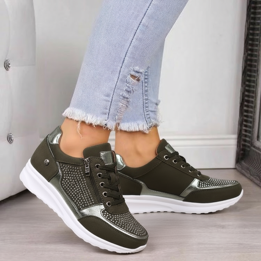 Ortopedyczne Sneakersy damskie z zamkiem i sznurowane